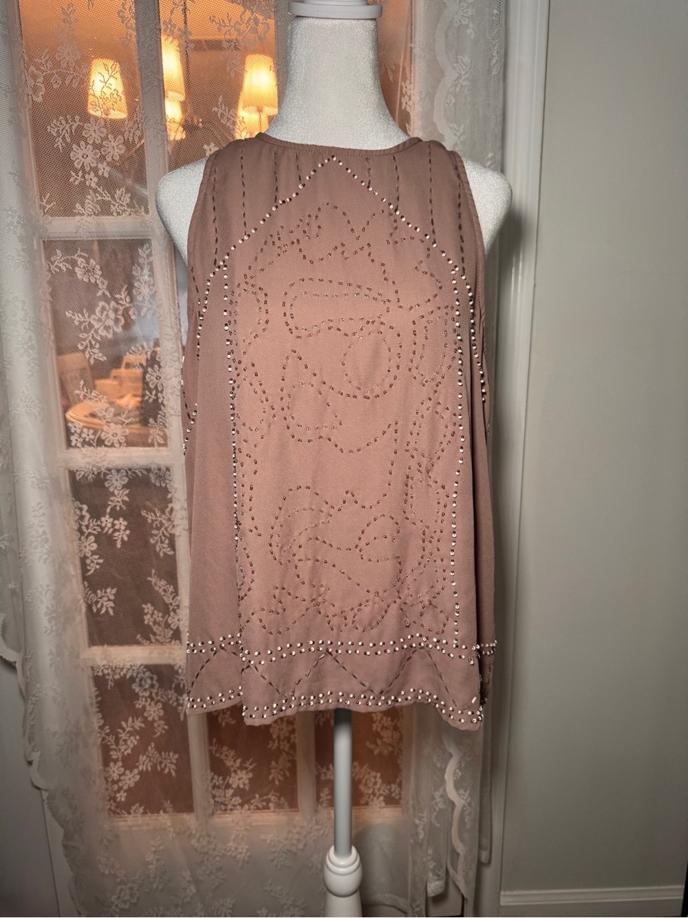 BKE Boutique Immaculately Beaded Sleeveless Blouse Top Size M
